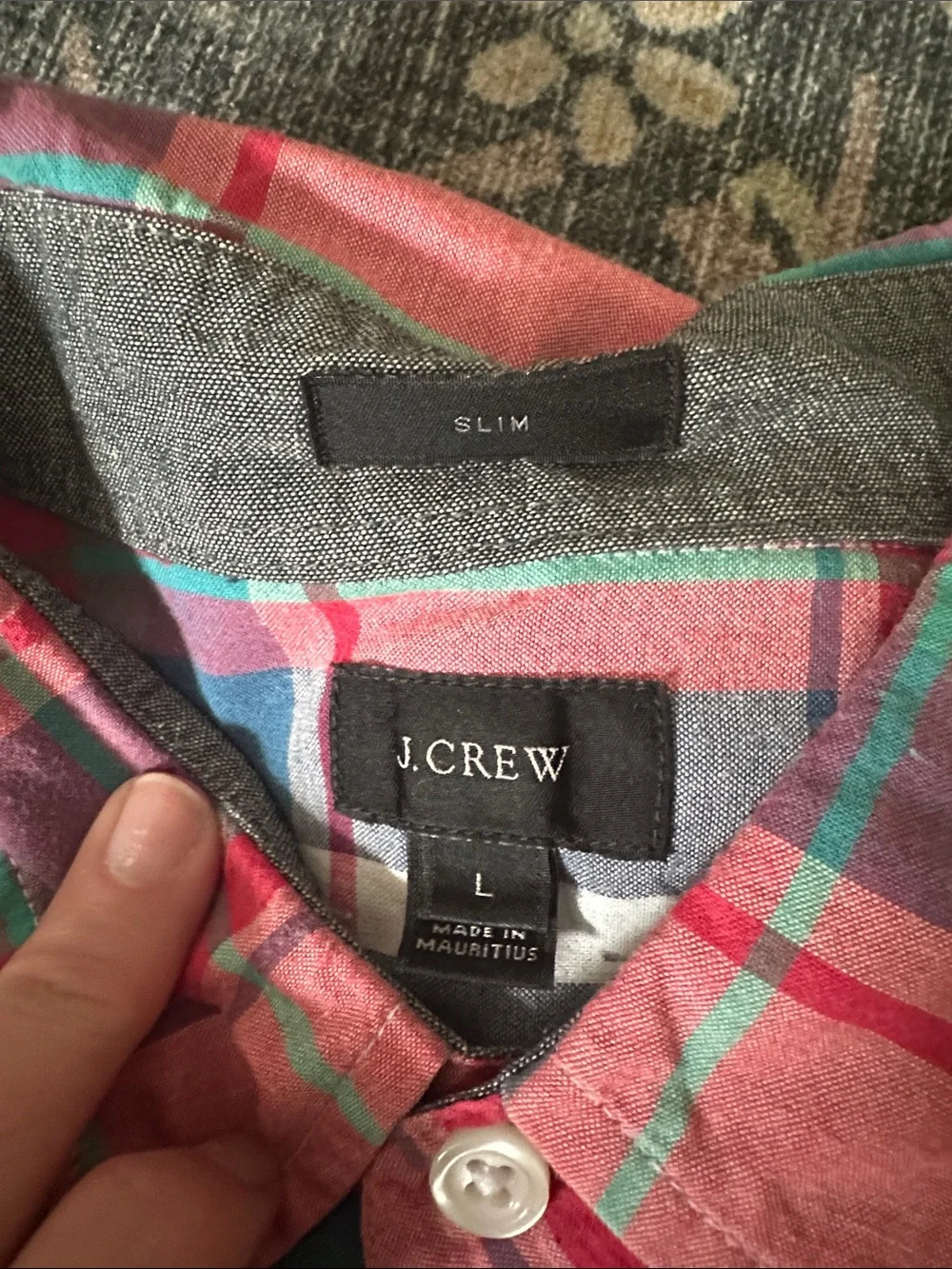J. Crew Slim Plaid Button-Down Shirt in Pink, Blue & Teal